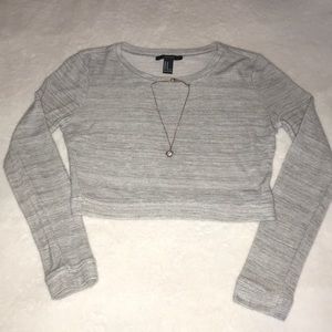 Forever 21 Grey Long Sleeve Crop Top